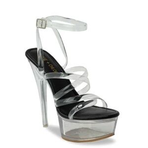 Chase & Chloe Clear Strappy Platform Stilettos